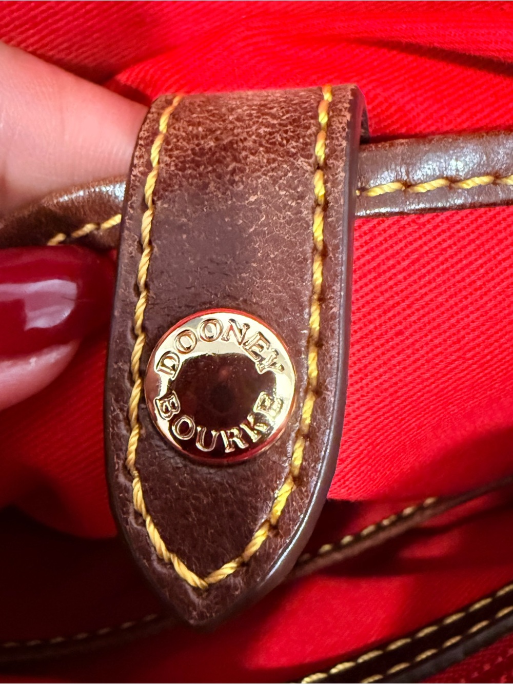 Dooney & Bourke Black & Brown Leather Handbag with Matching Wallet and Strap - Picture 4 of 11